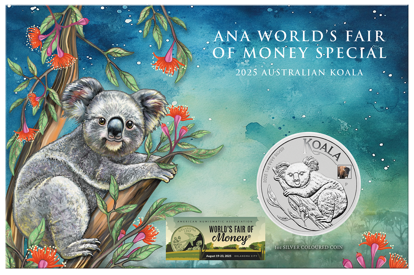 Australien Koala - 2025 - ANA Coin Show Special - Bison - 1 oz Silbermünze - Color***