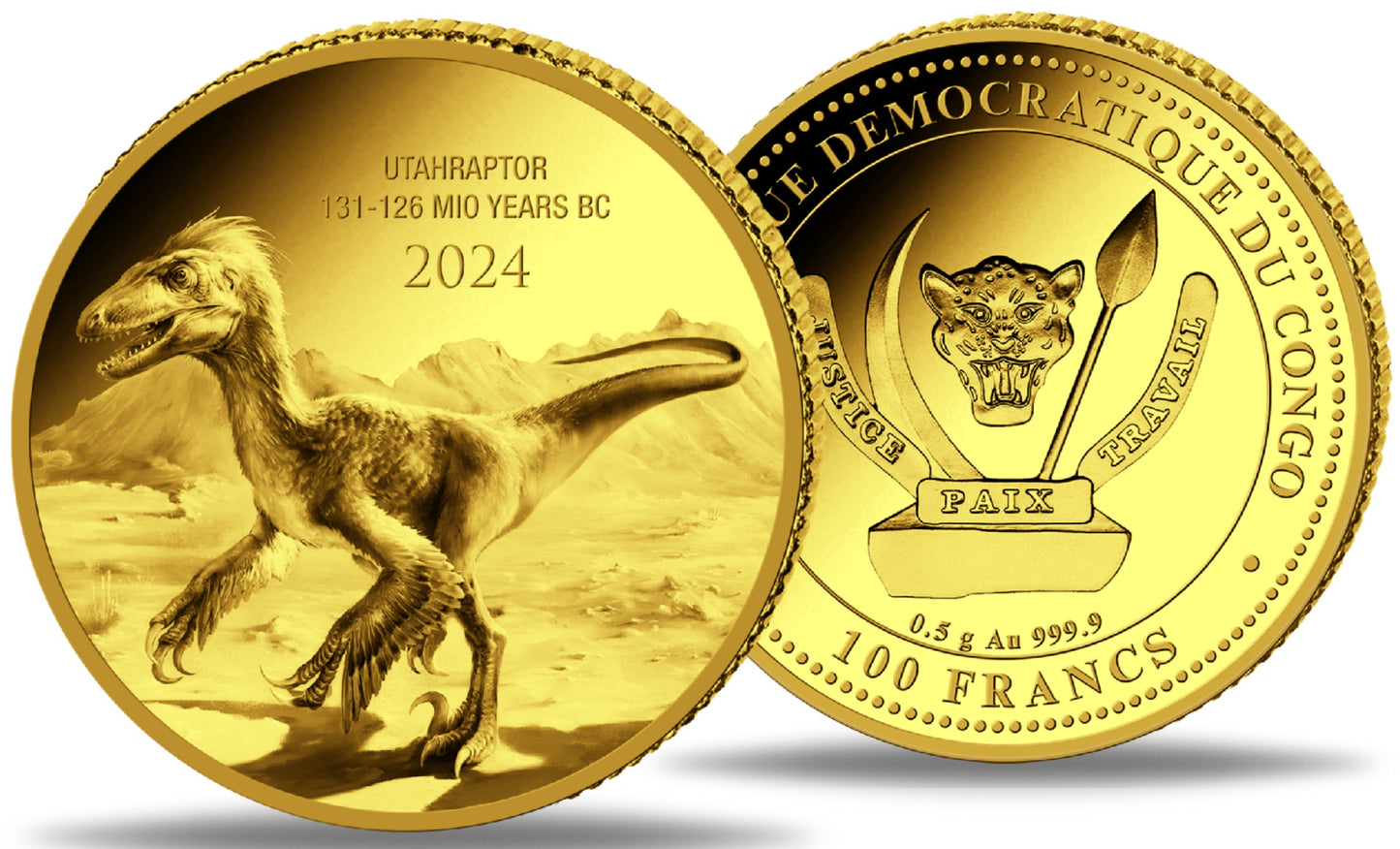 Goldmünze PP 0,5 Gramm 2024 – Prehistoric Life II – Utahraptor**