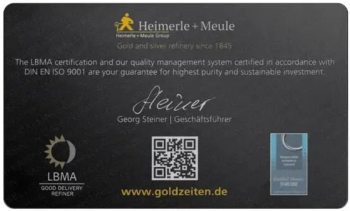Heimerle + Meule 0,5 Gramm Secain Card Goldbarren**