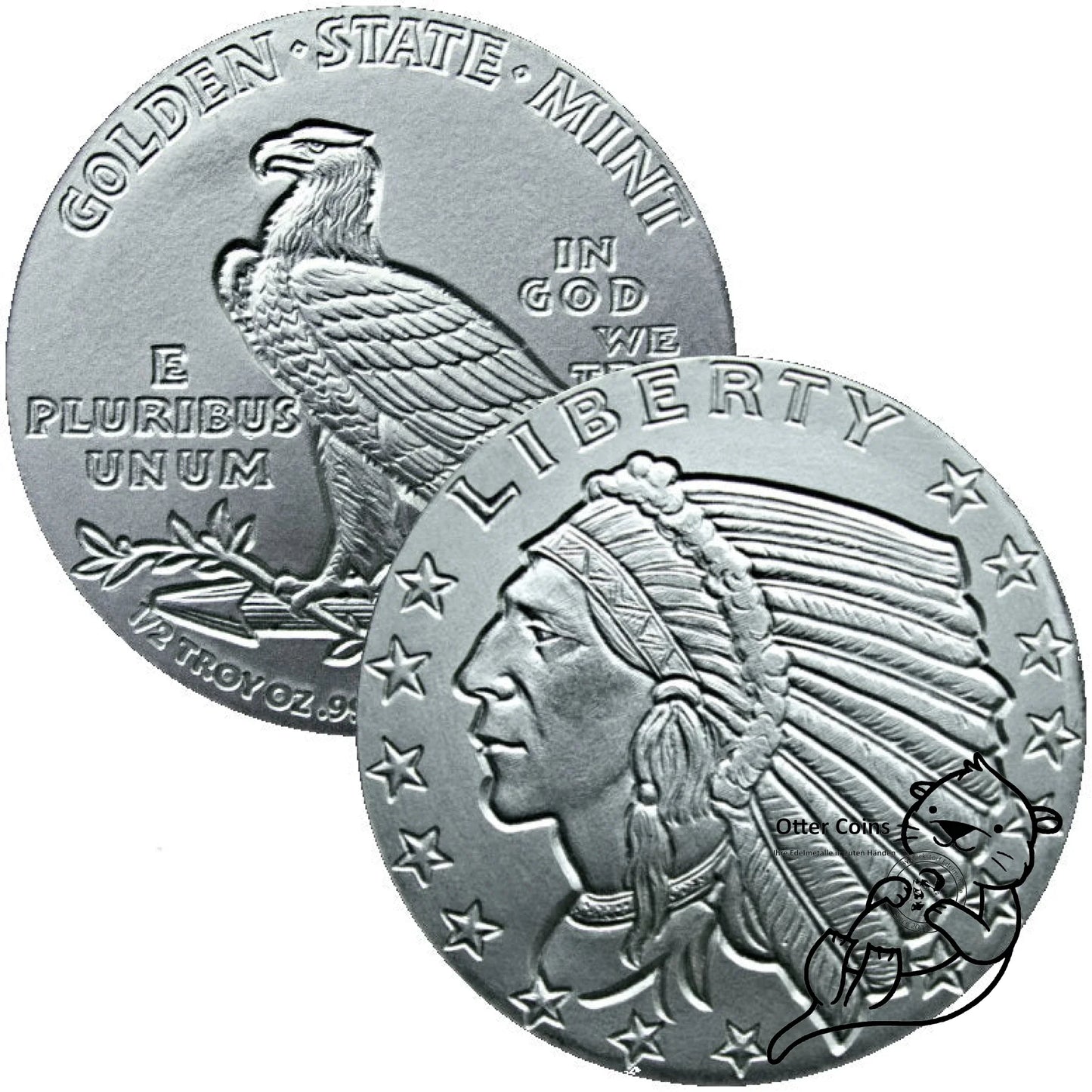 Incuse Indian 1/2 oz Silbermünze