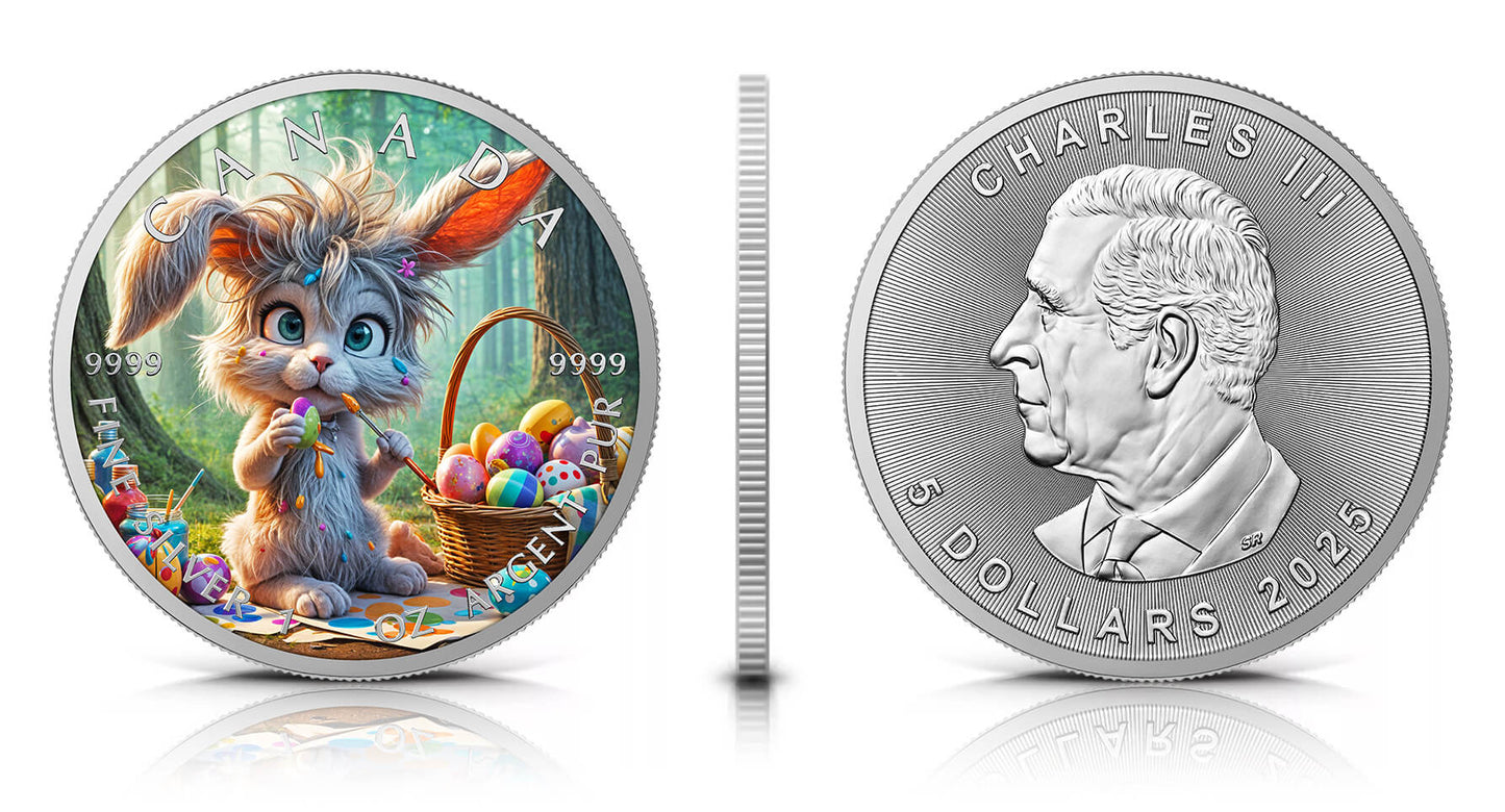 Maple Leaf 2025 - Frohe Ostern - (1) Montag - 1 oz Silbermünze Farbe***