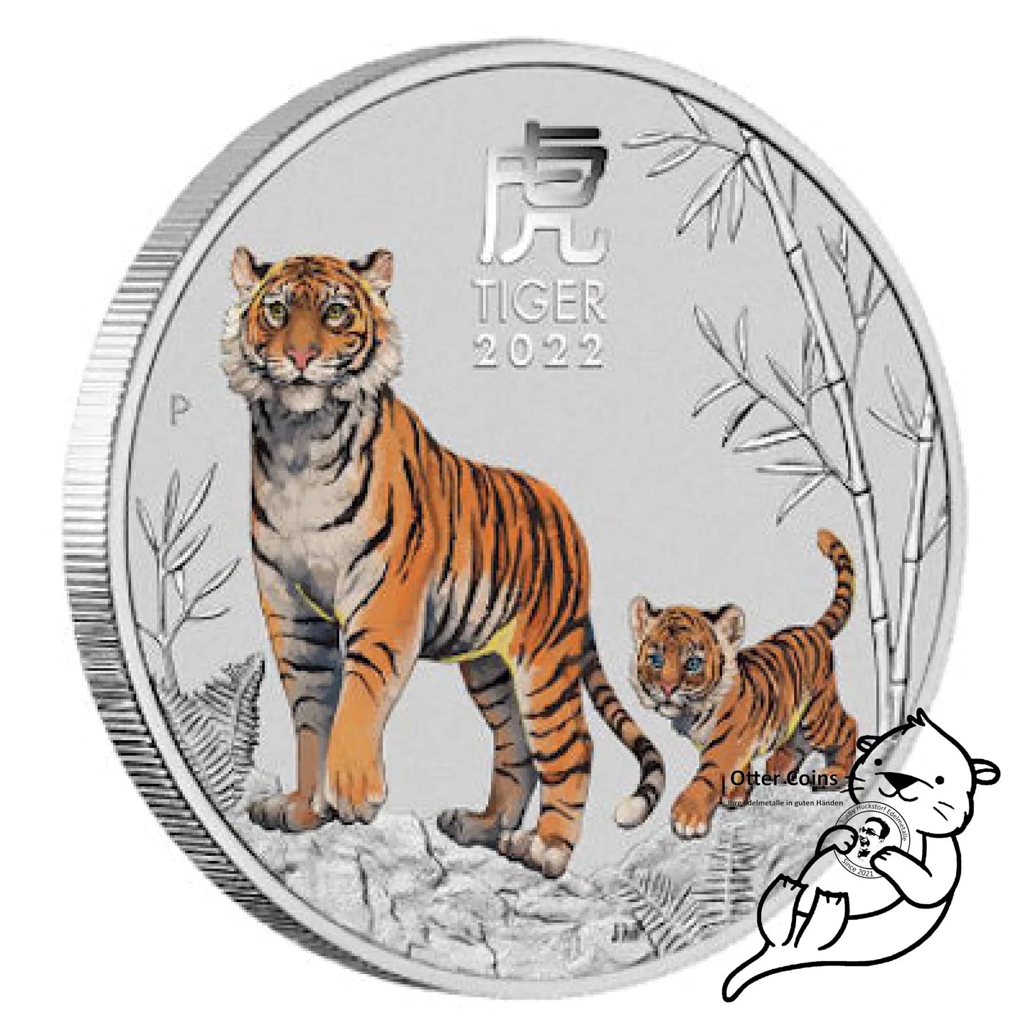 Lunar III Tiger 1/2 Oz Silbermünze coloriert 2022*