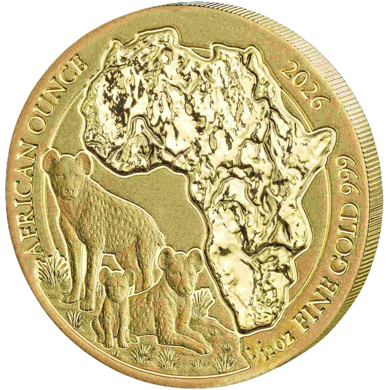 Ruanda African Ounce - Tüpfelhyäne - 2026 1/12 oz Goldmünze BU**