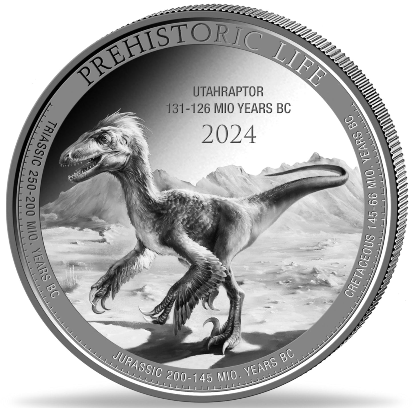 Silbermünze 1 oz Prehistoric Life II Utahraptor 2024 20 Francs*