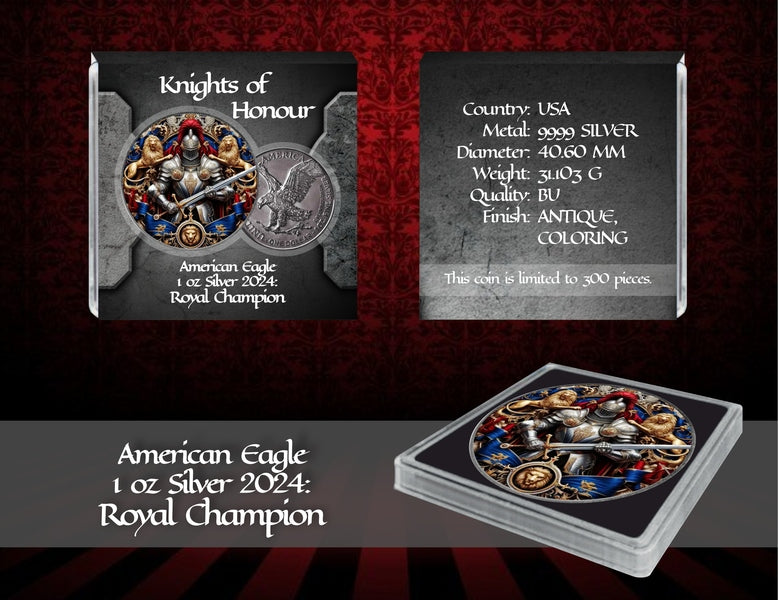 USA ASE Knights of Honour - Royal Champion - 2024 - Color Farbe 1 oz Silbermünze