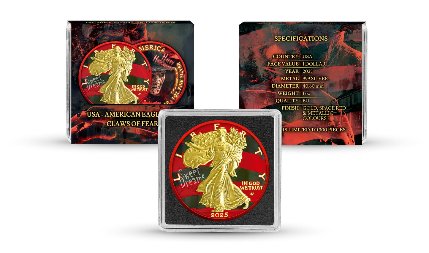 American Eagle 2025 - Halloween - Claws of Fear - 1 oz Silbermünze Farbe teilvergoldet ***