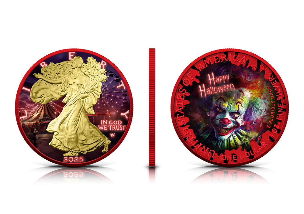 American Eagle 2025 - Halloween - Creepy Smile - 1 oz Silbermünze Farbe teilvergoldet ***
