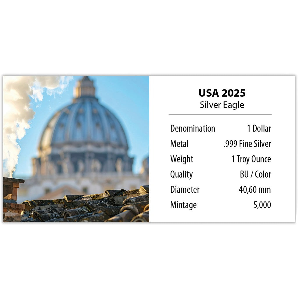 American Silver Eagle - Habemus Papam - Papst Pope Leo XIV - 1 oz Silbermünze 2025 Color