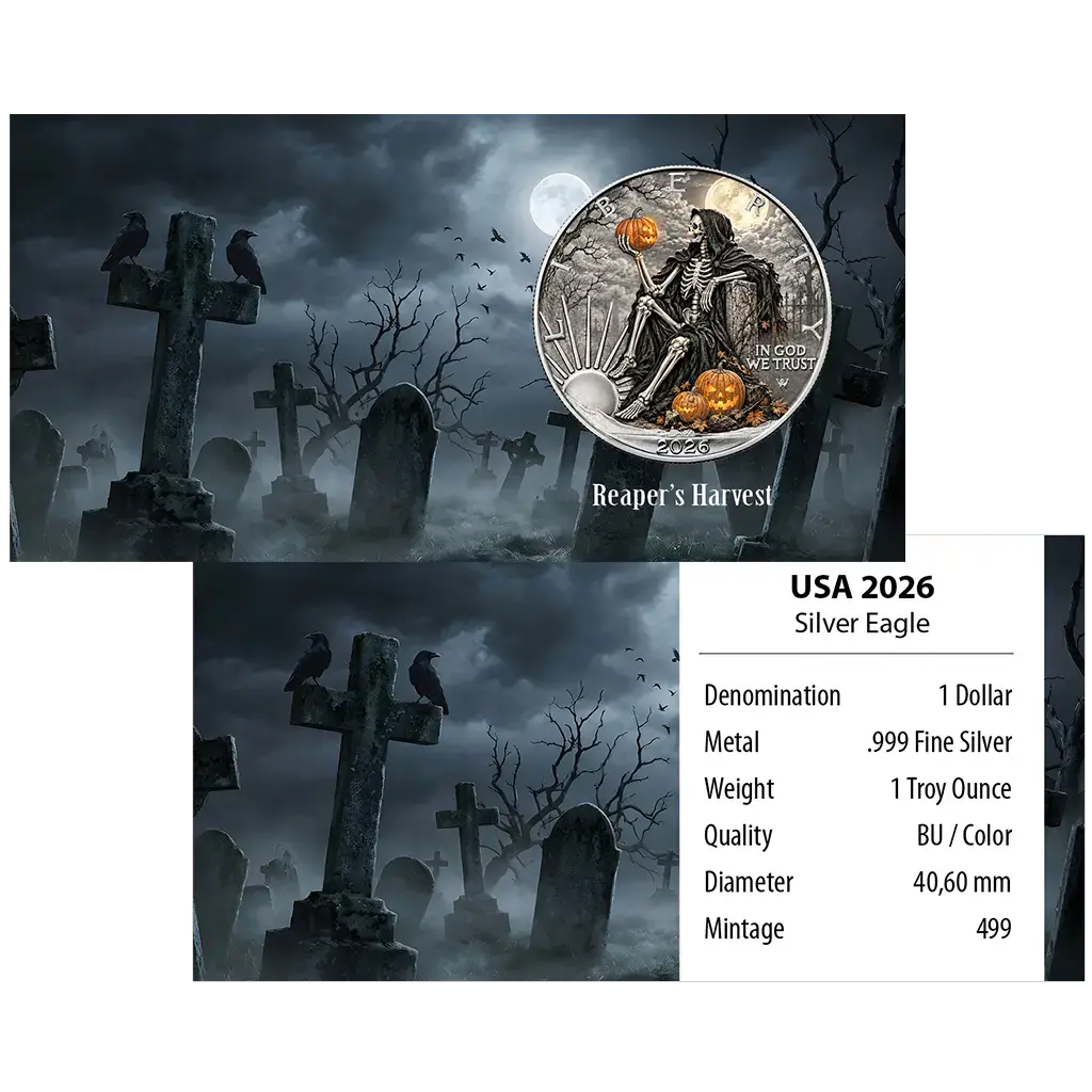 American Silver Eagle 2026 - Halloween - Reaper's Harvest - Farbe - Color
