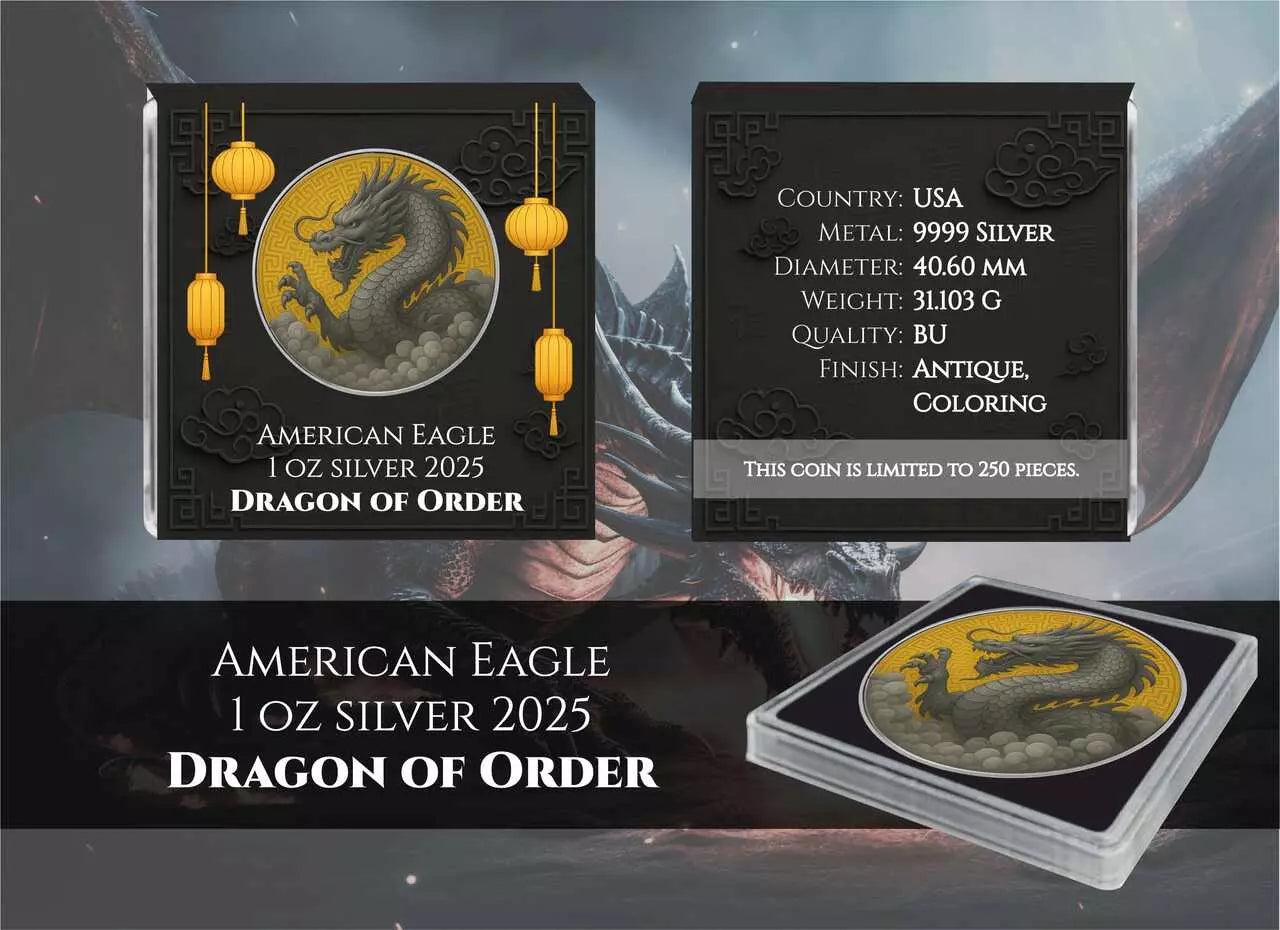 American Eagle - Dragon of Order - color Farbe - 1 oz Silbermünze 2025