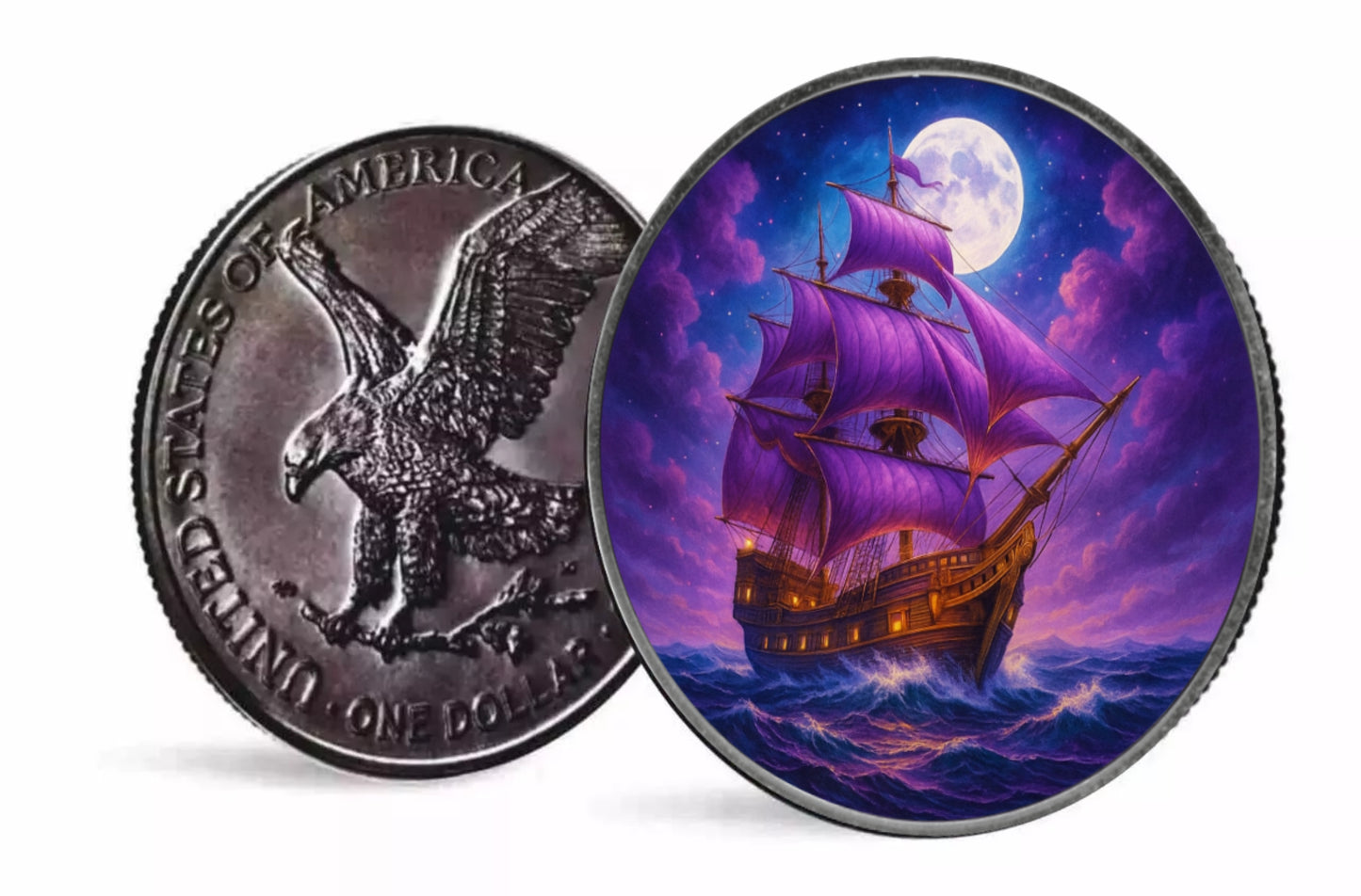American Eagle - Masters of the Seas - #3. Amethyst Crown - Antik Color 1 oz Silber