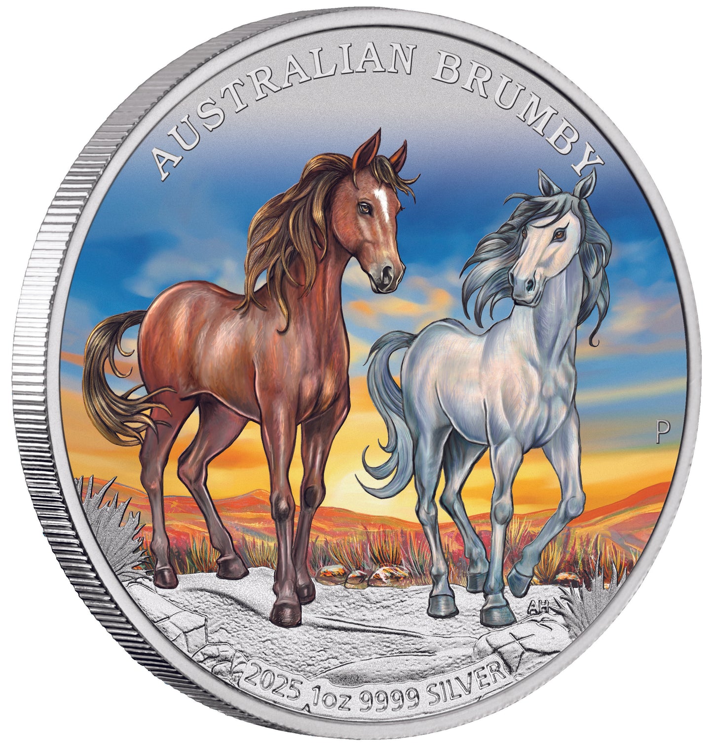 Australian Brumby 2025 1 oz Silbermünze Farbe Color in Box