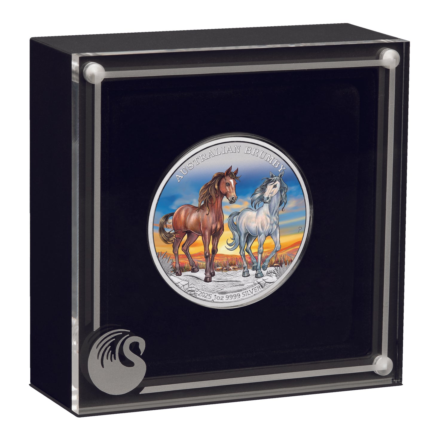 Australian Brumby 2025 1 oz Silbermünze Farbe Color in Box