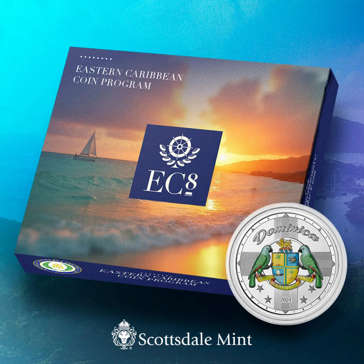 Eastern Caribbean - EC8 - Dominica - Coat of Arms - 2024 - 1 oz Silbermünze PL Farbe Color***