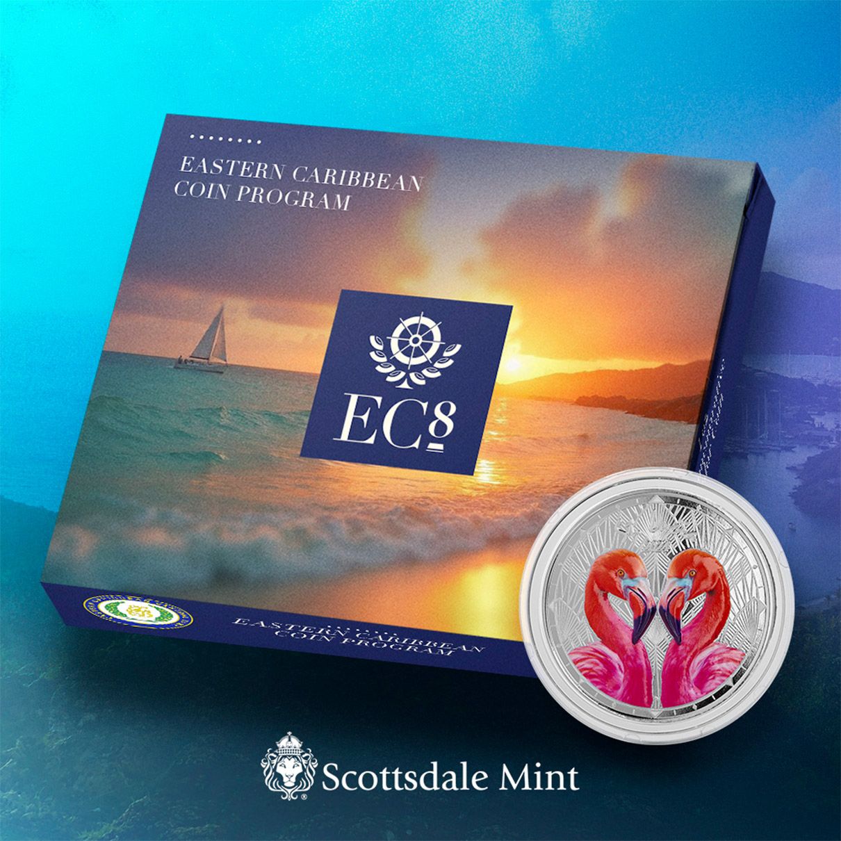 Eastern Caribbean - EC8 - St.Lucia - Flamingos - 2024 - 1 oz Silbermünze PL Farbe Color***