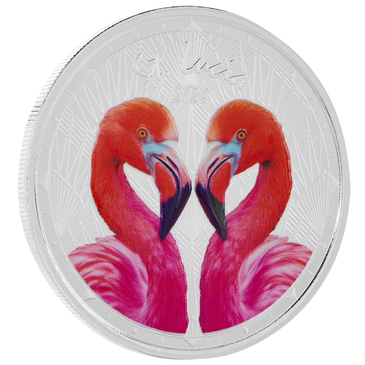 Eastern Caribbean - EC8 - St.Lucia - Flamingos - 2024 - 1 oz Silbermünze PL Farbe Color***