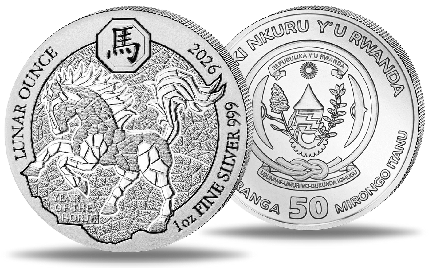 Ruanda Lunar Ounce - Jahr des Pferdes - 2026 - 1 oz Silbermünze BU