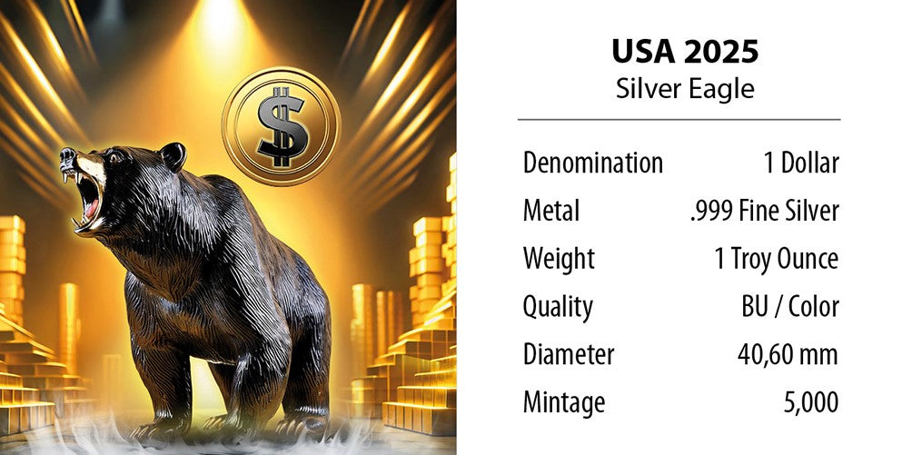 American Silver Eagle - Bitcoin - Bär - Bear - 1 oz Silbermünze 2025