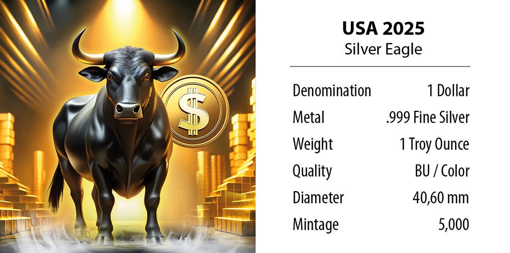 American Silver Eagle - Bitcoin - Bulle - Bull - 1 oz Silbermünze 2025