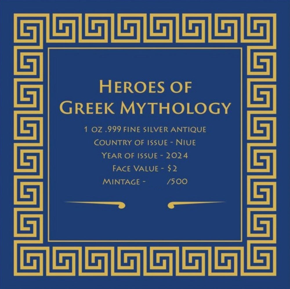 Niue - Heroes of Greek Mythology - #3. Theseus - 2024 1 oz Silbermünze Antik Finish*