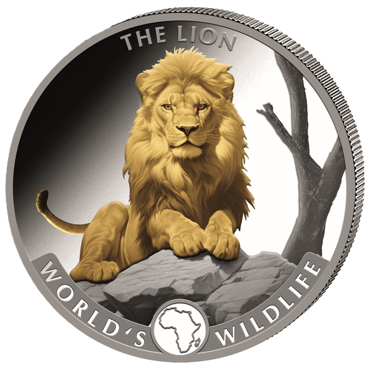 World's Wildlife - Lion Löwe 2025 1 oz Silbermünze vergoldet
