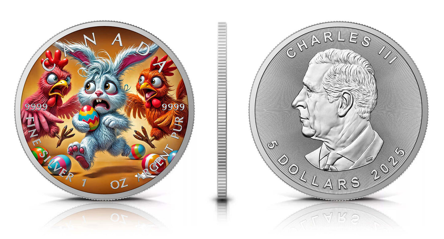 Maple Leaf 2025 - Frohe Ostern - (2) Dienstag - 1 oz Silbermünze Farbe***