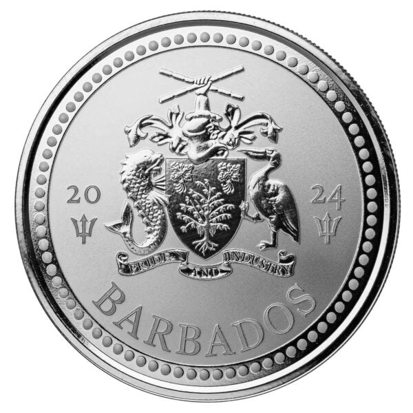 Trident Barbados Dreizack, 1 oz Silbermünze, 2024*