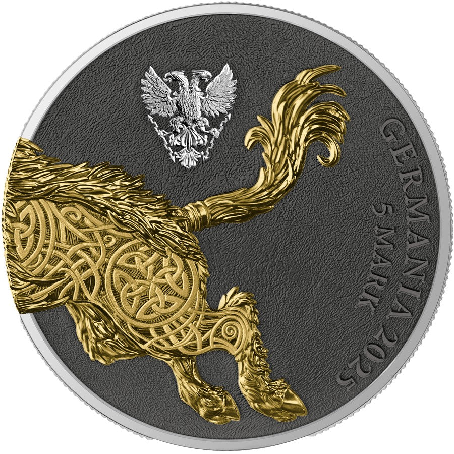 Germania Mint - Germania Beasts - Gullinbursti GEMINUS 2025 - 2 x 1 oz Silbermünze Ruthenium Gilded***