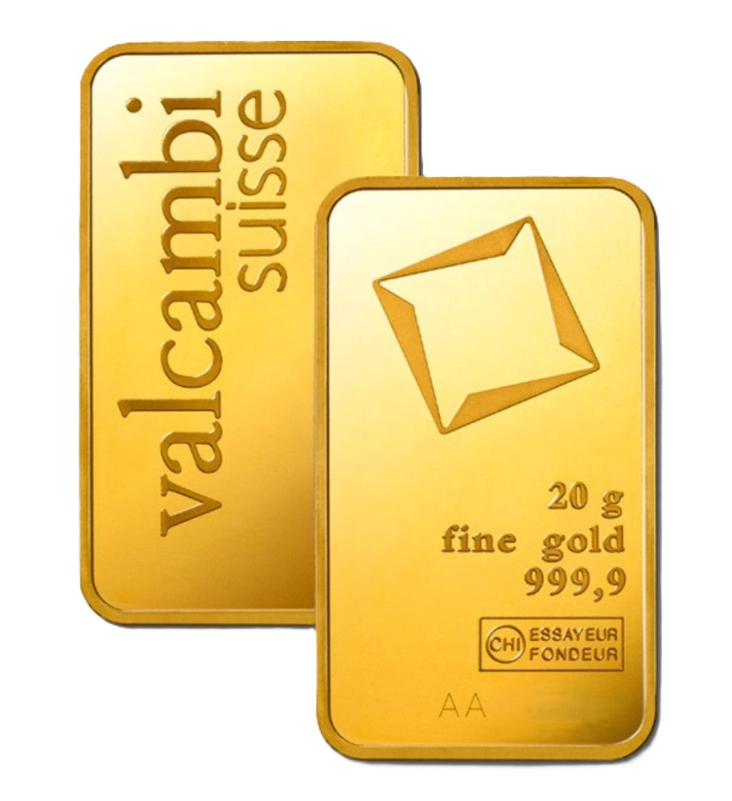 Goldbarren 20 Gramm Valcambi Suisse Gold 999 im Blister**