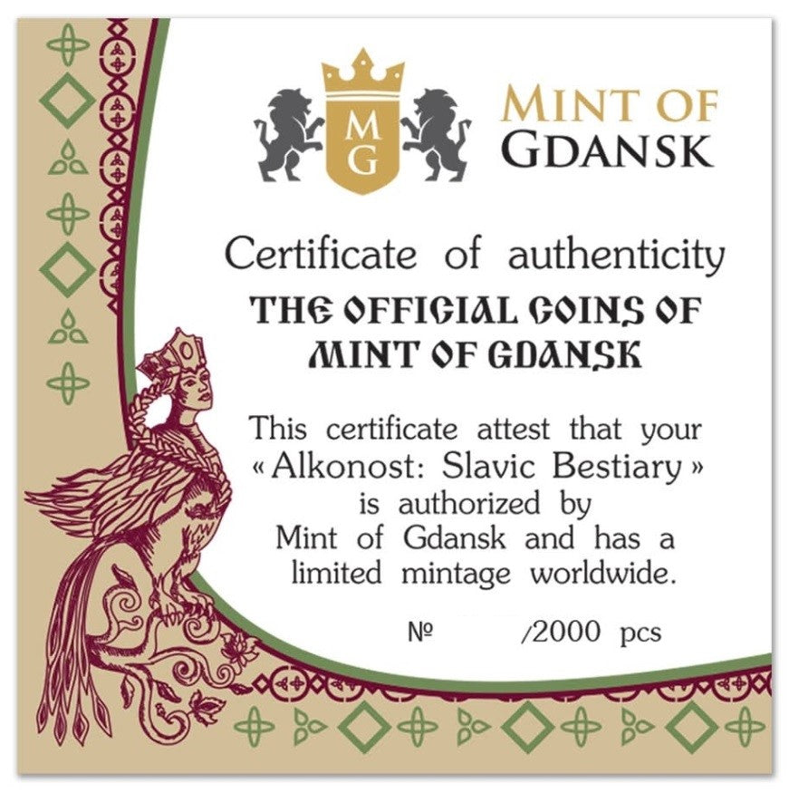 Slavik Bestiary - Alkonost #3. - 2 oz Silbermünze 2025 BU