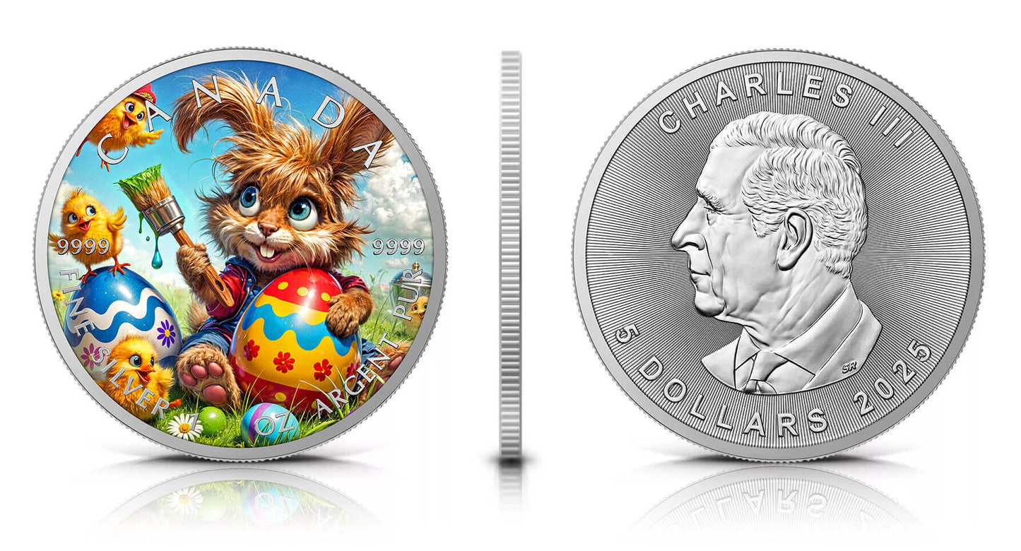 Maple Leaf 2025 - Frohe Ostern - (4) Donnerstag - 1 oz Silbermünze Farbe***