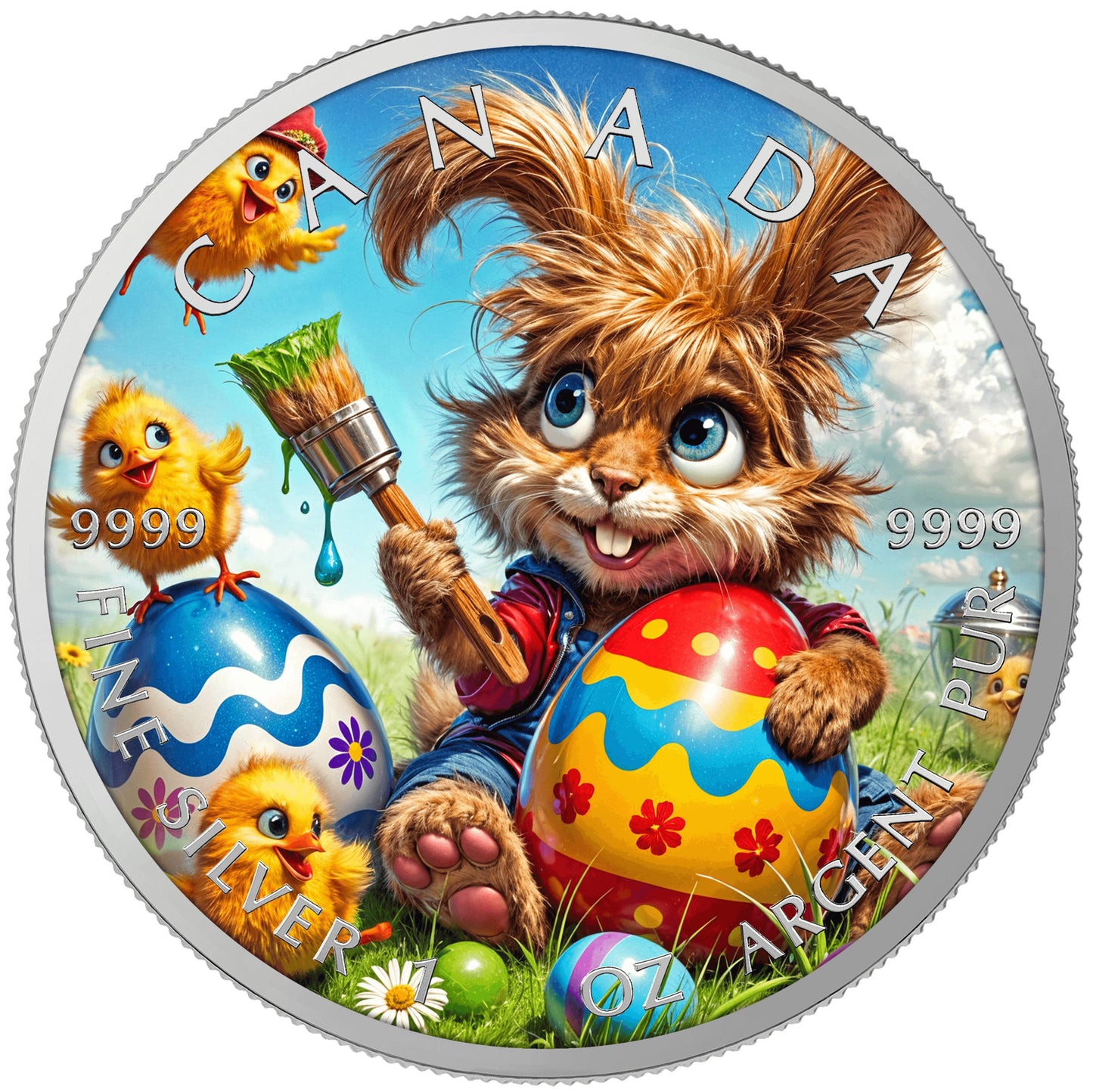 Maple Leaf 2025 - Frohe Ostern - (4) Donnerstag - 1 oz Silbermünze Farbe***