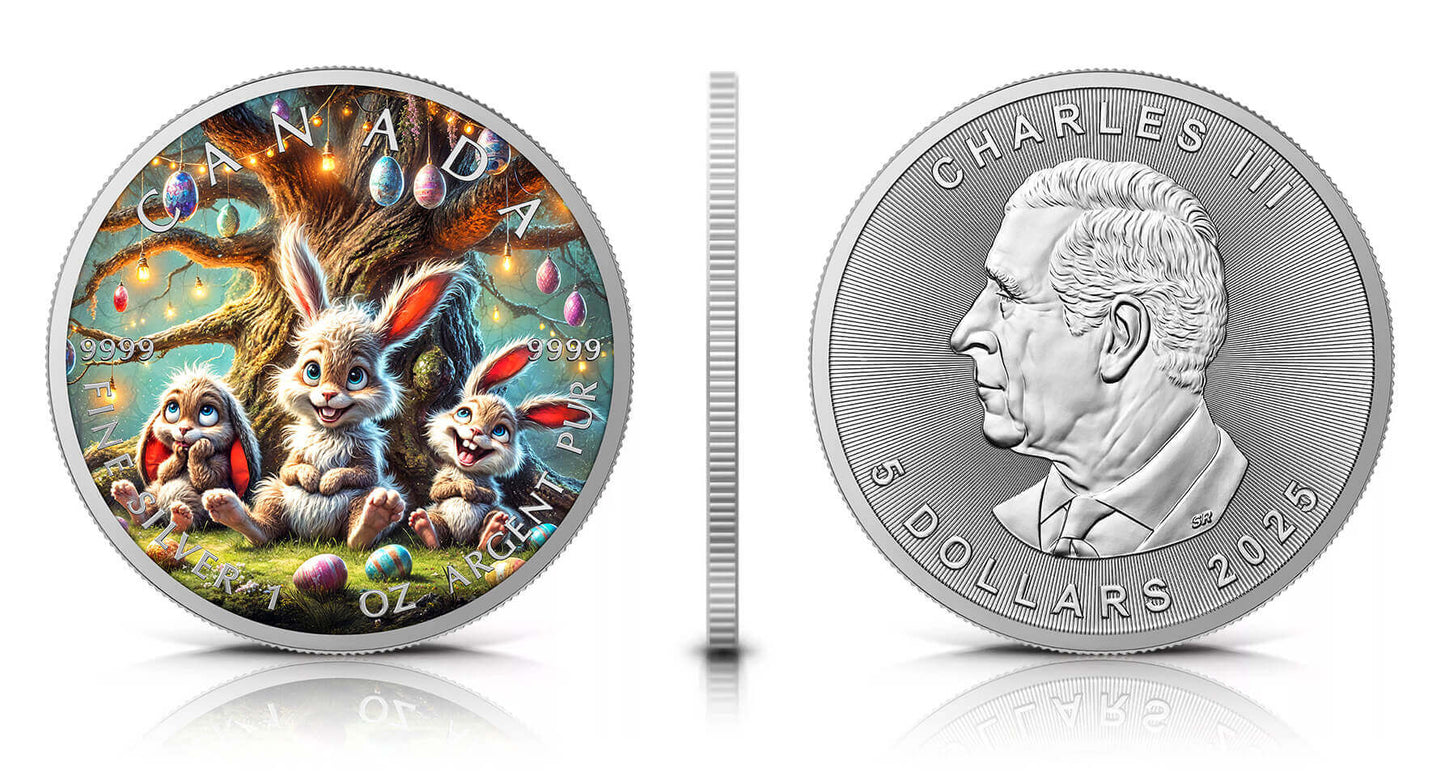 Maple Leaf 2025 - Frohe Ostern - (5) Freitag - 1 oz Silbermünze Farbe***