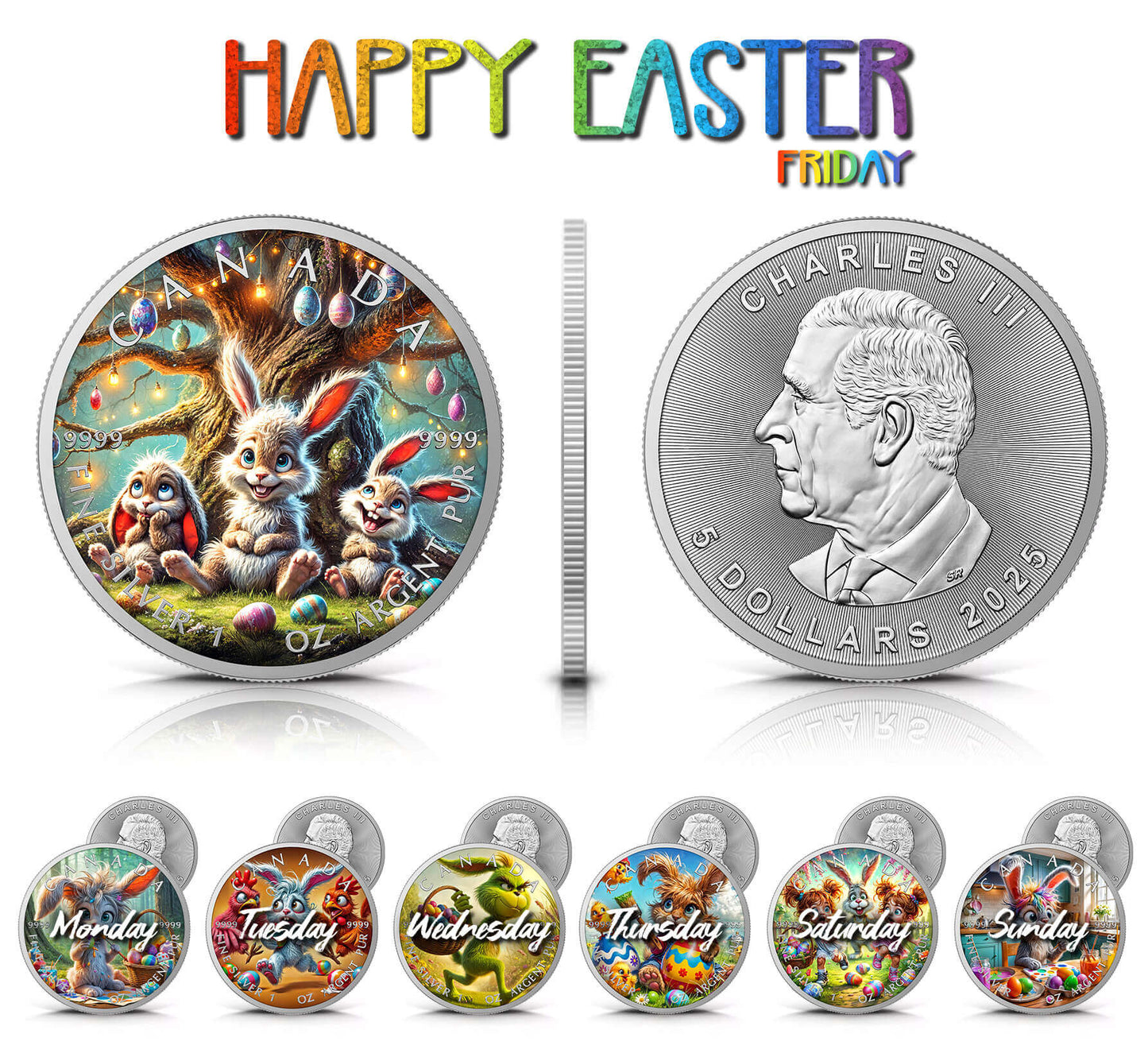Maple Leaf 2025 - Frohe Ostern - (5) Freitag - 1 oz Silbermünze Farbe***
