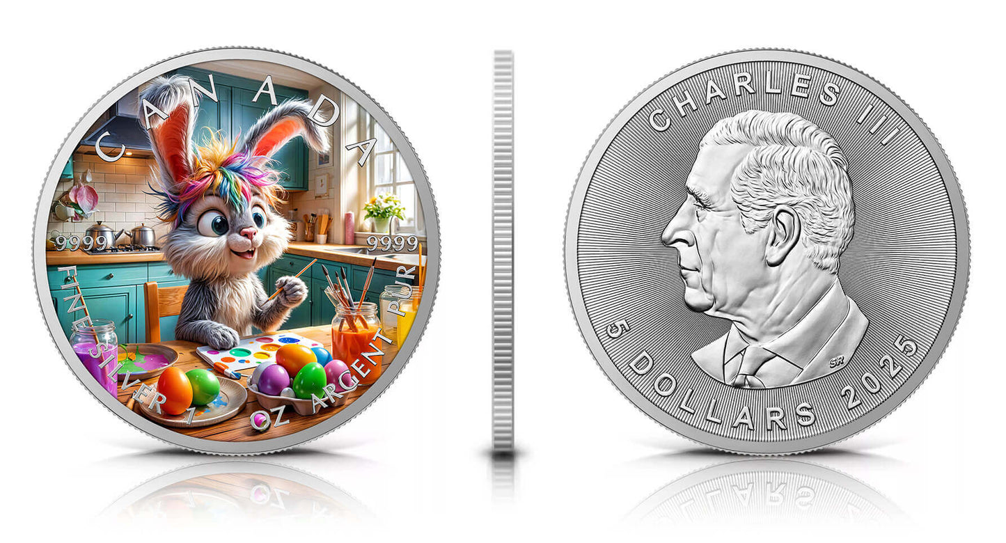 Maple Leaf 2025 - Frohe Ostern - (7) Sonntag - 1 oz Silbermünze Farbe***