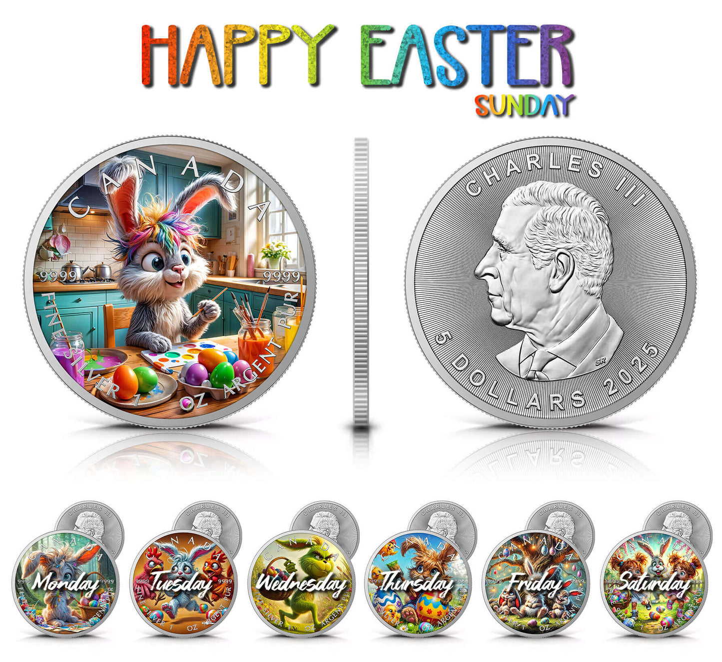 Maple Leaf 2025 - Frohe Ostern - (7) Sonntag - 1 oz Silbermünze Farbe***
