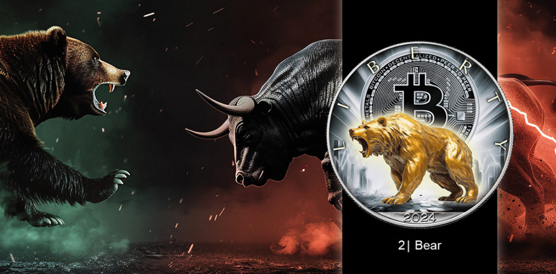 American Silver Eagle - Bitcoin - Bär - Bear - 1 oz Silbermünze 2024