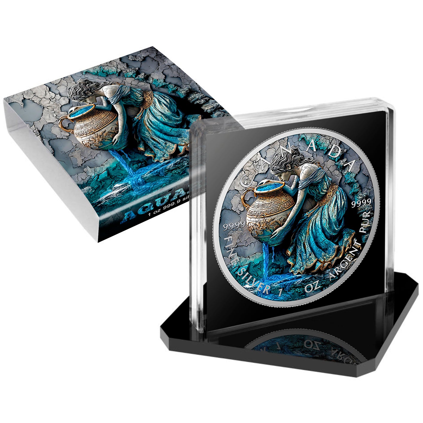 Canada 2025 - Aquarius - Stone Zodiac - 1 oz Silbermünze Farbe***