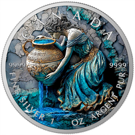 Canada 2025 - Aquarius - Stone Zodiac - 1 oz Silbermünze Farbe***