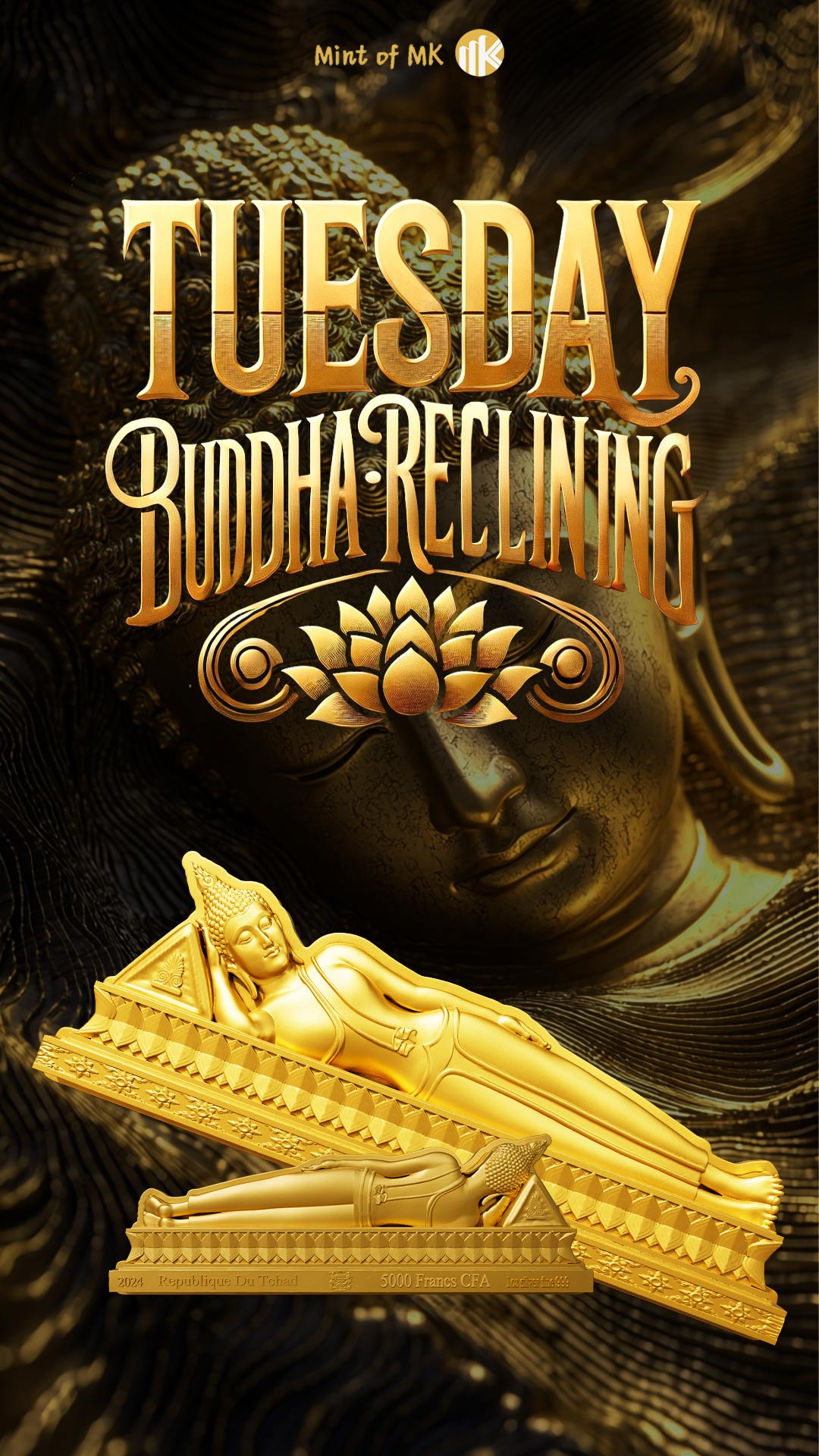 7 Days Buddha - Tuesday - 1 oz Silbermünze - Gilded Shaped High Relief***