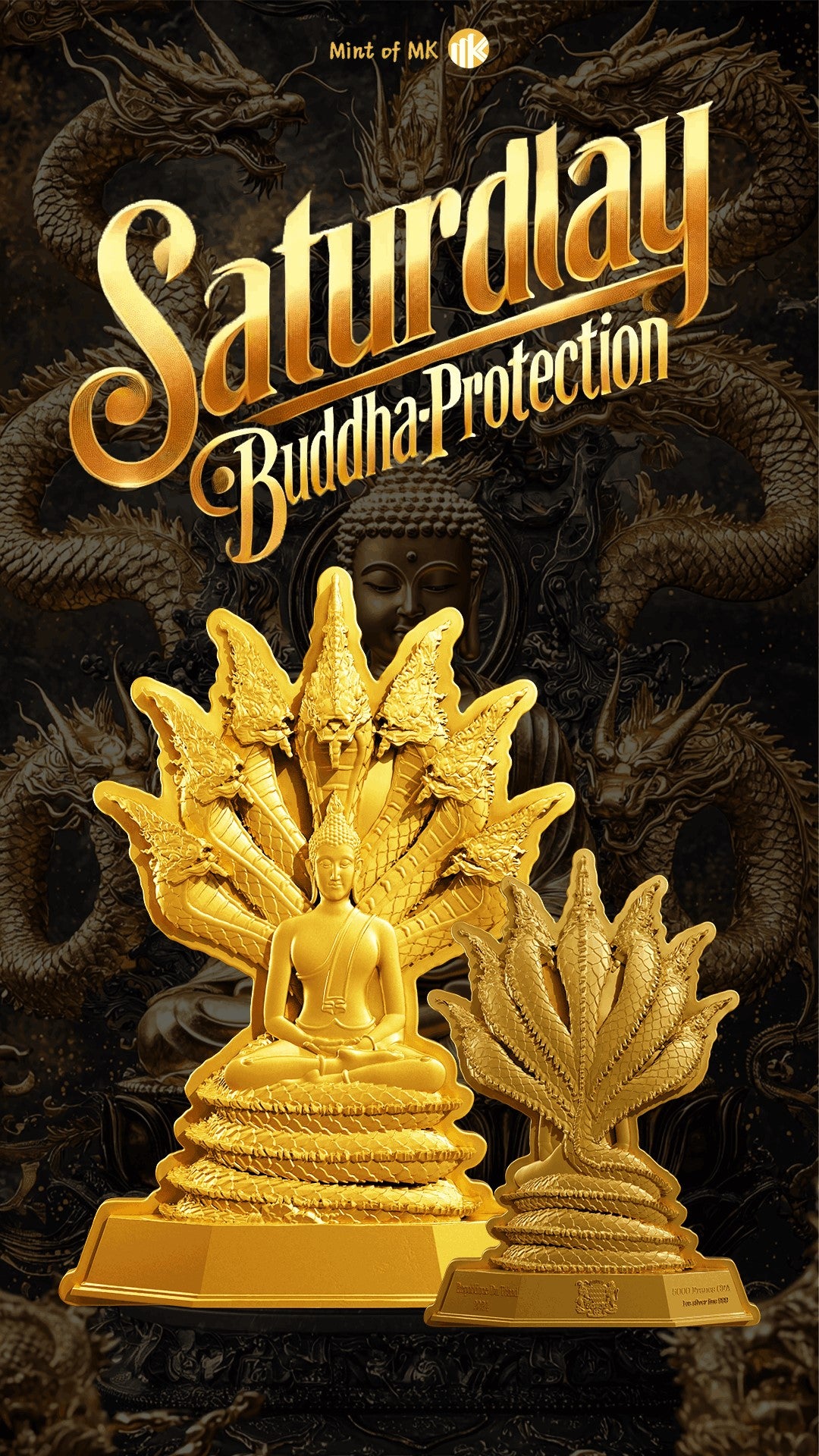 7 Days Buddha - Saturday - 1 oz Silbermünze - Gilded Shaped High Relief***