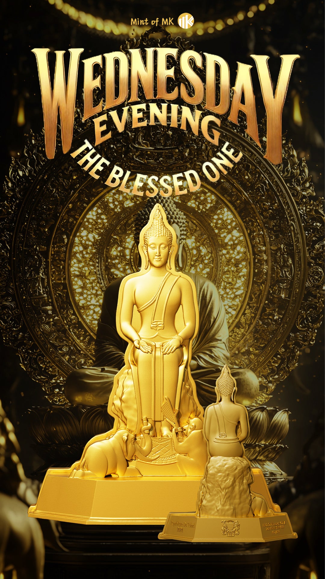 7 Days Buddha - Wednesday Evening - 1 oz Silbermünze - Gilded Shaped High Relief***
