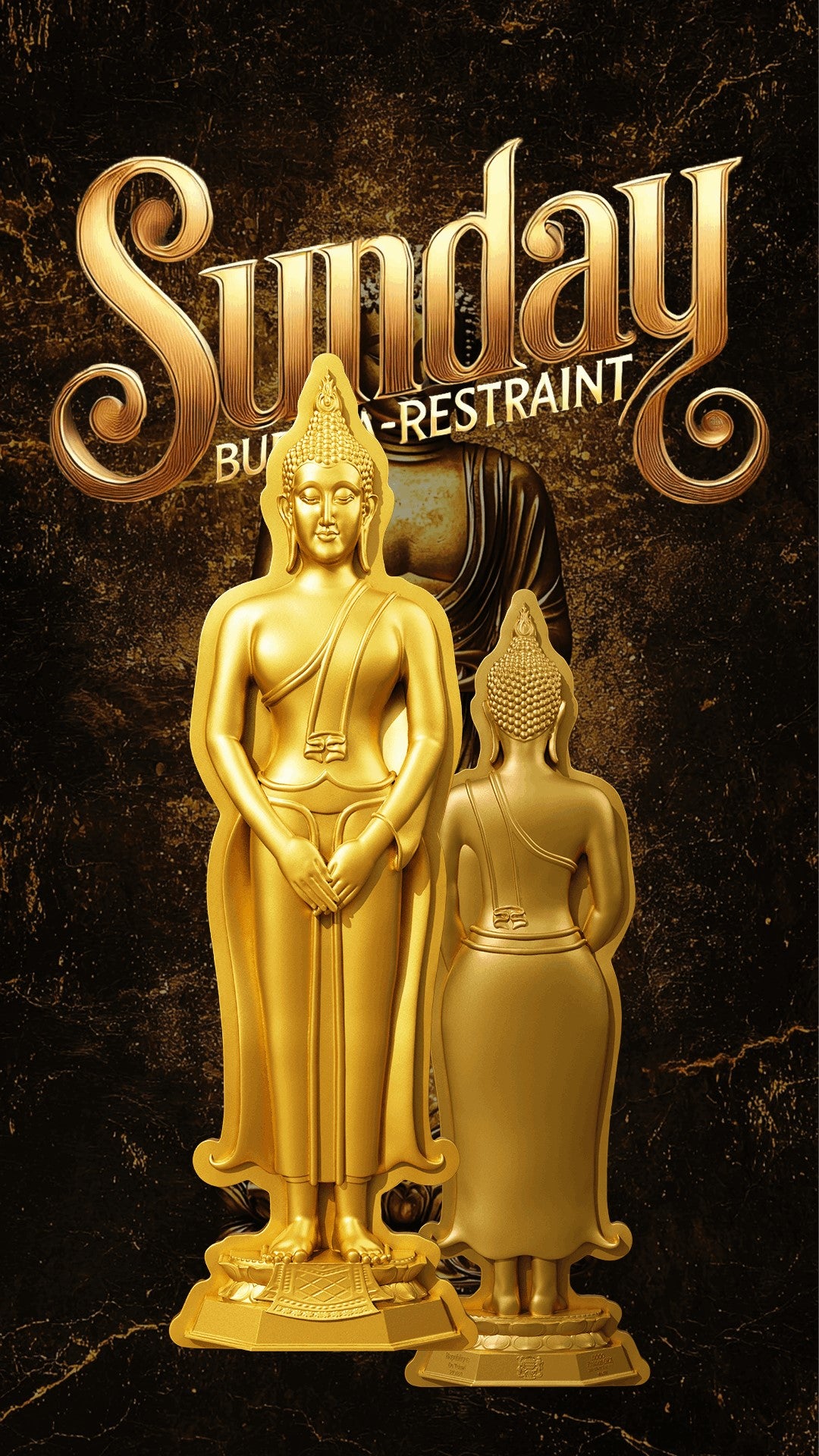 7 Days Buddha - Sunday - 1 oz Silbermünze - Gilded Shaped High Relief***