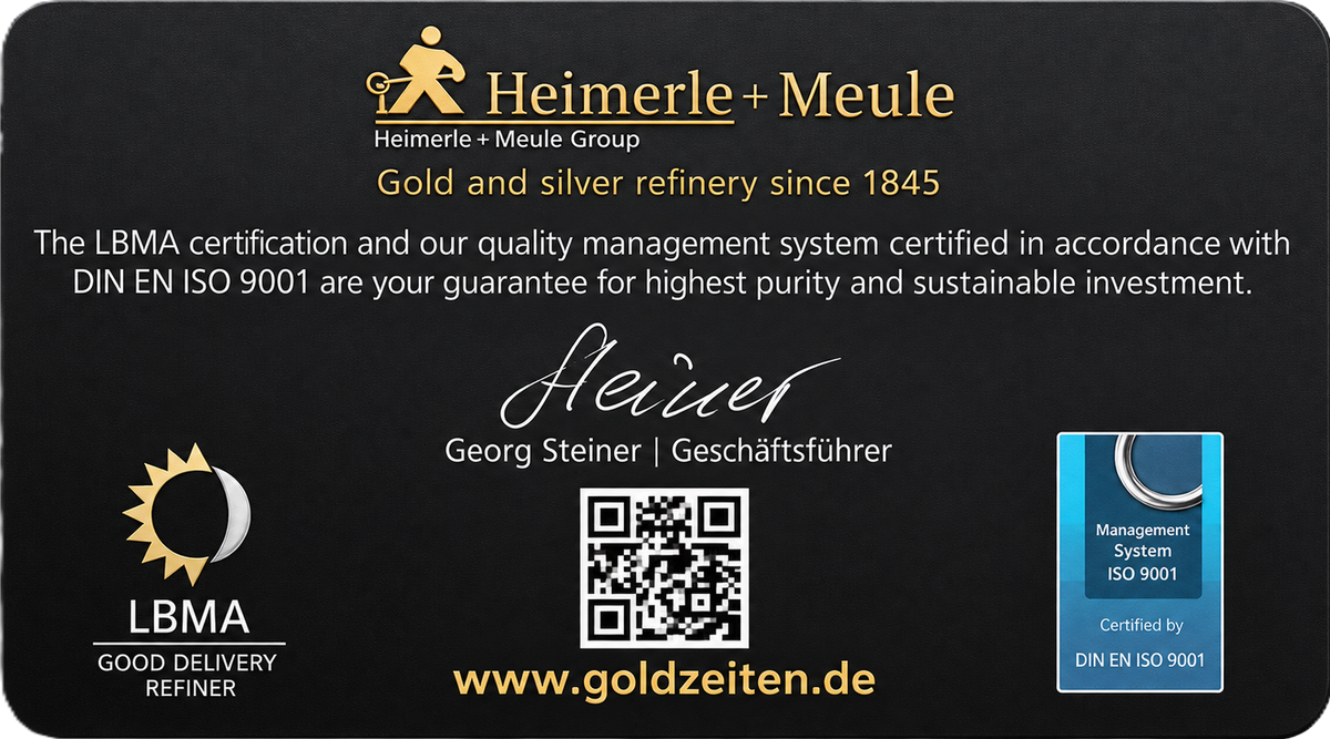 Heimerle + Meule 1 Gramm Secain Card Goldbarren**