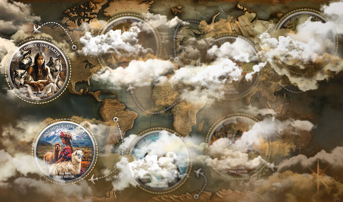 Fiji One Earth - Kontinente - Nord Amerika - 1 oz Silbermünze 2022 Color UV