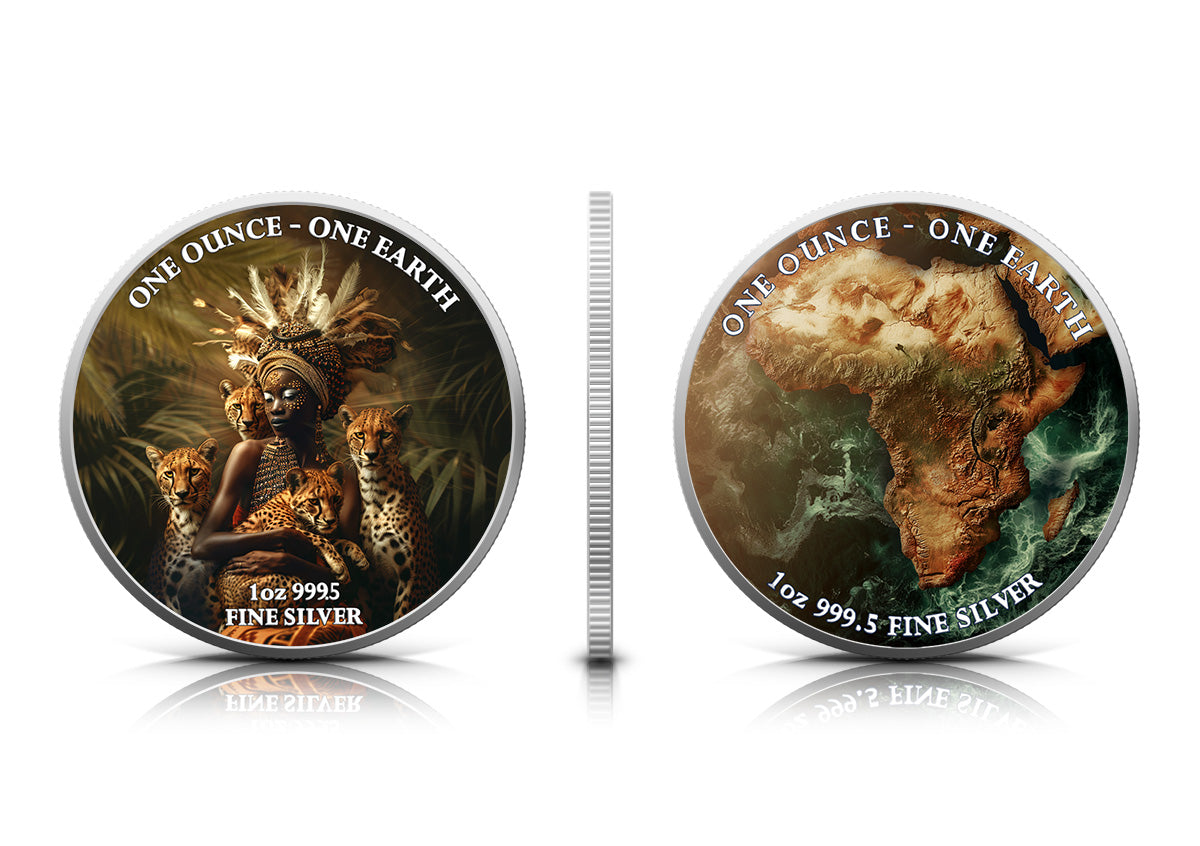 Fiji One Earth - Kontinente - Afrika - 1 oz Silbermünze 2022 Color UV