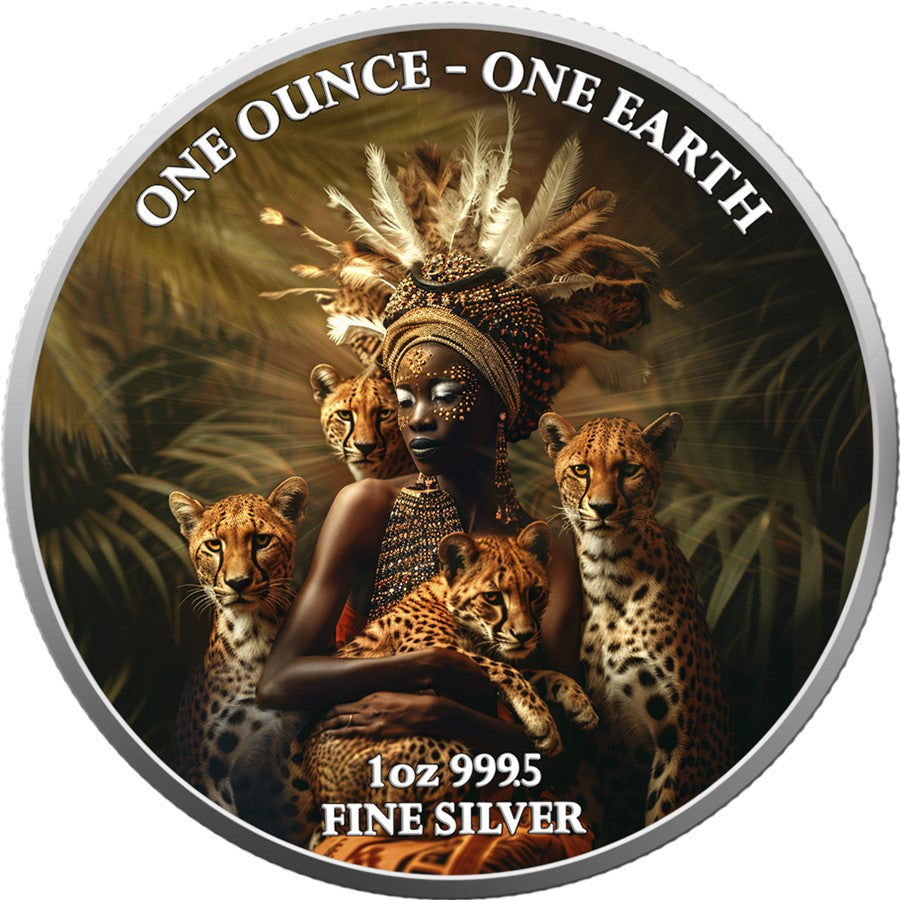 Fiji One Earth - Kontinente - Afrika - 1 oz Silbermünze 2022 Color UV
