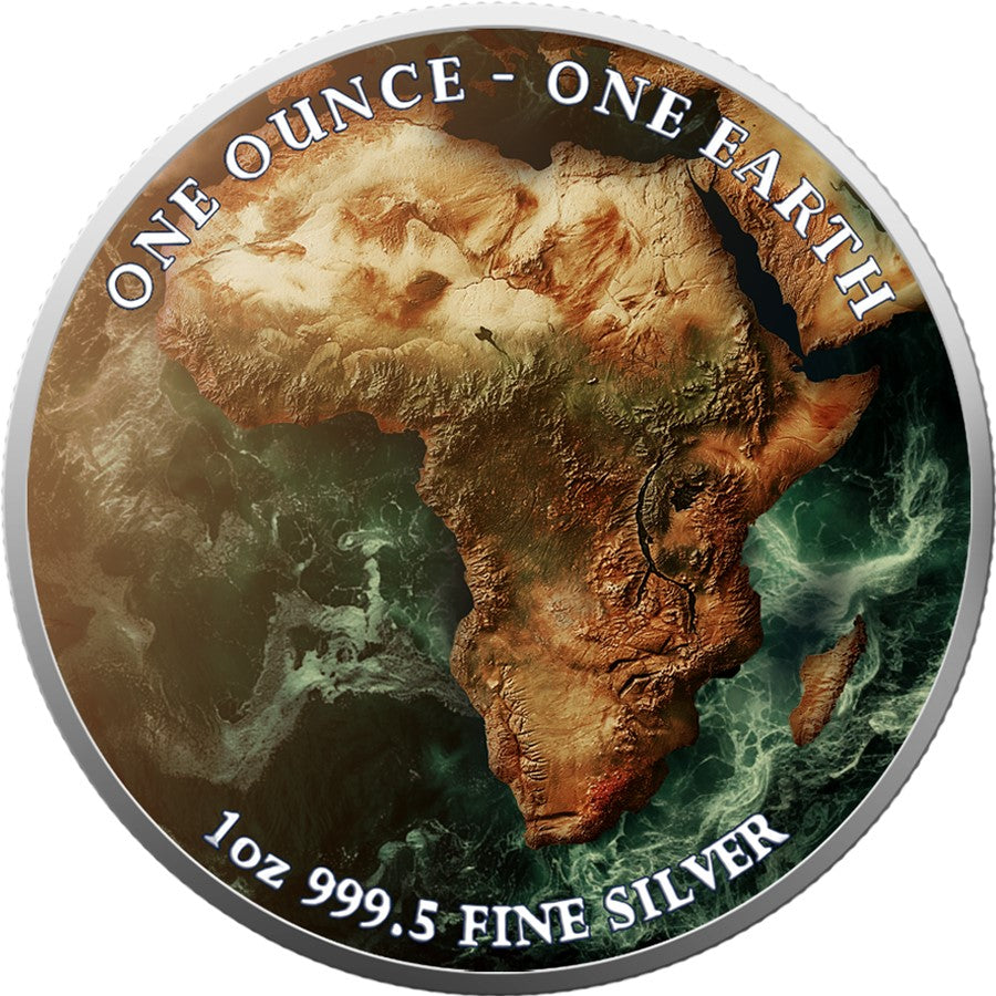Fiji One Earth - Kontinente - Afrika - 1 oz Silbermünze 2022 Color UV