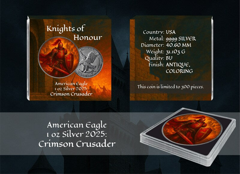 USA ASE Knights of Honour - Crimson Crusader - 2025 - Color Farbe 1 oz Silbermünze