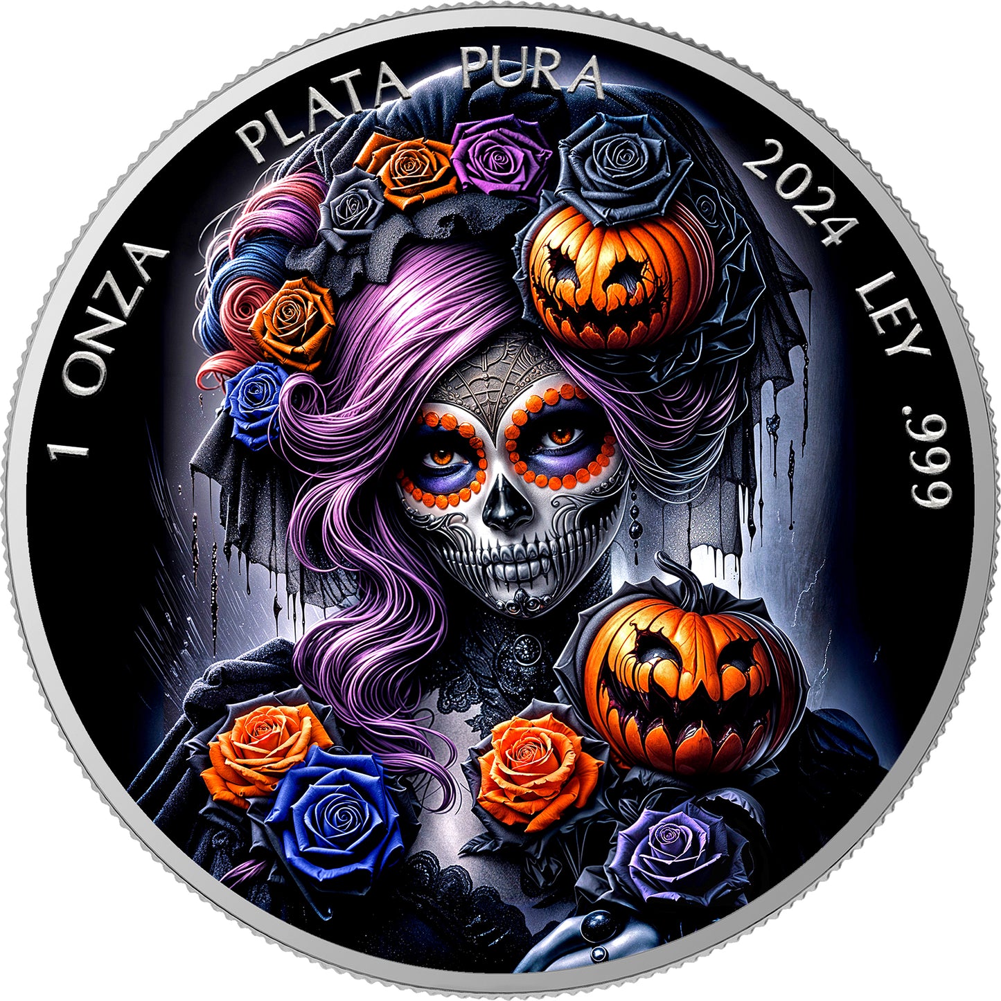 Mexico Libertad 2024 - Dia de los Muertos - Black Halloween - 1 oz Silbermünze***